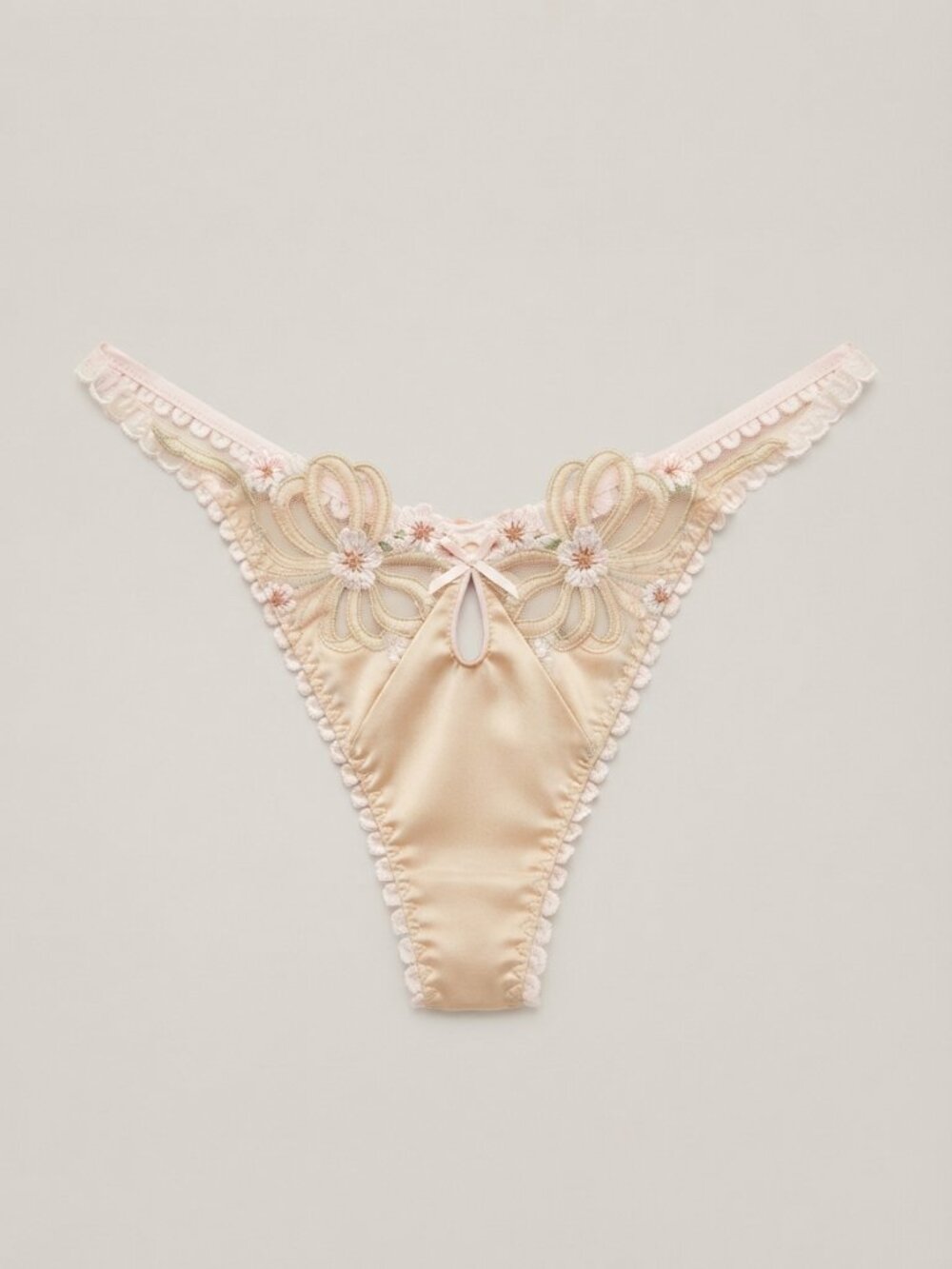 New! For Love & Lemons Women's Taupe Flyaway Bow Thong XS 34296